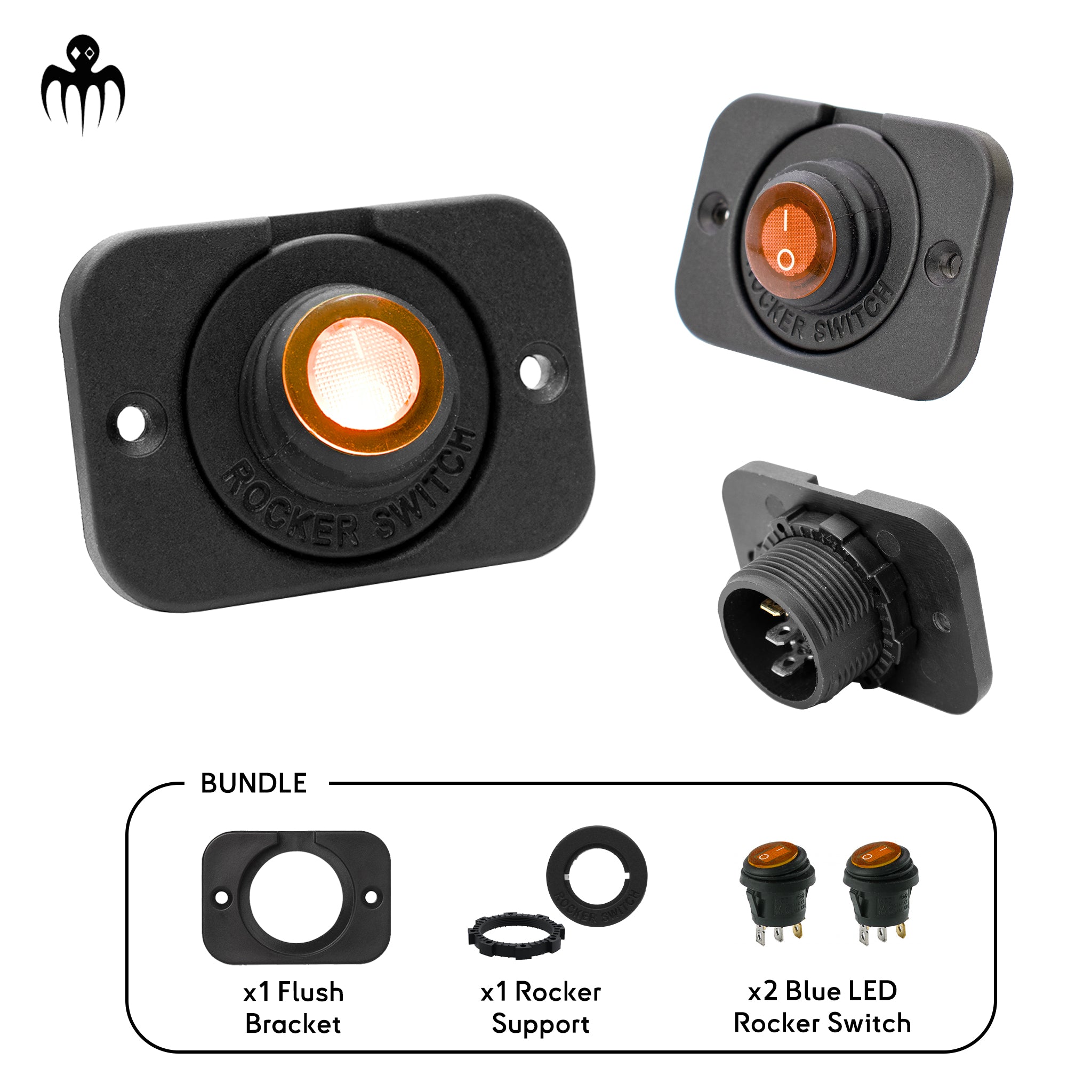 amber led illuminated 12v rocker switch with waterproof ip65 flush mount bracket seemless for rib boats bass boats or marine dashboard switch panels upright or inverted