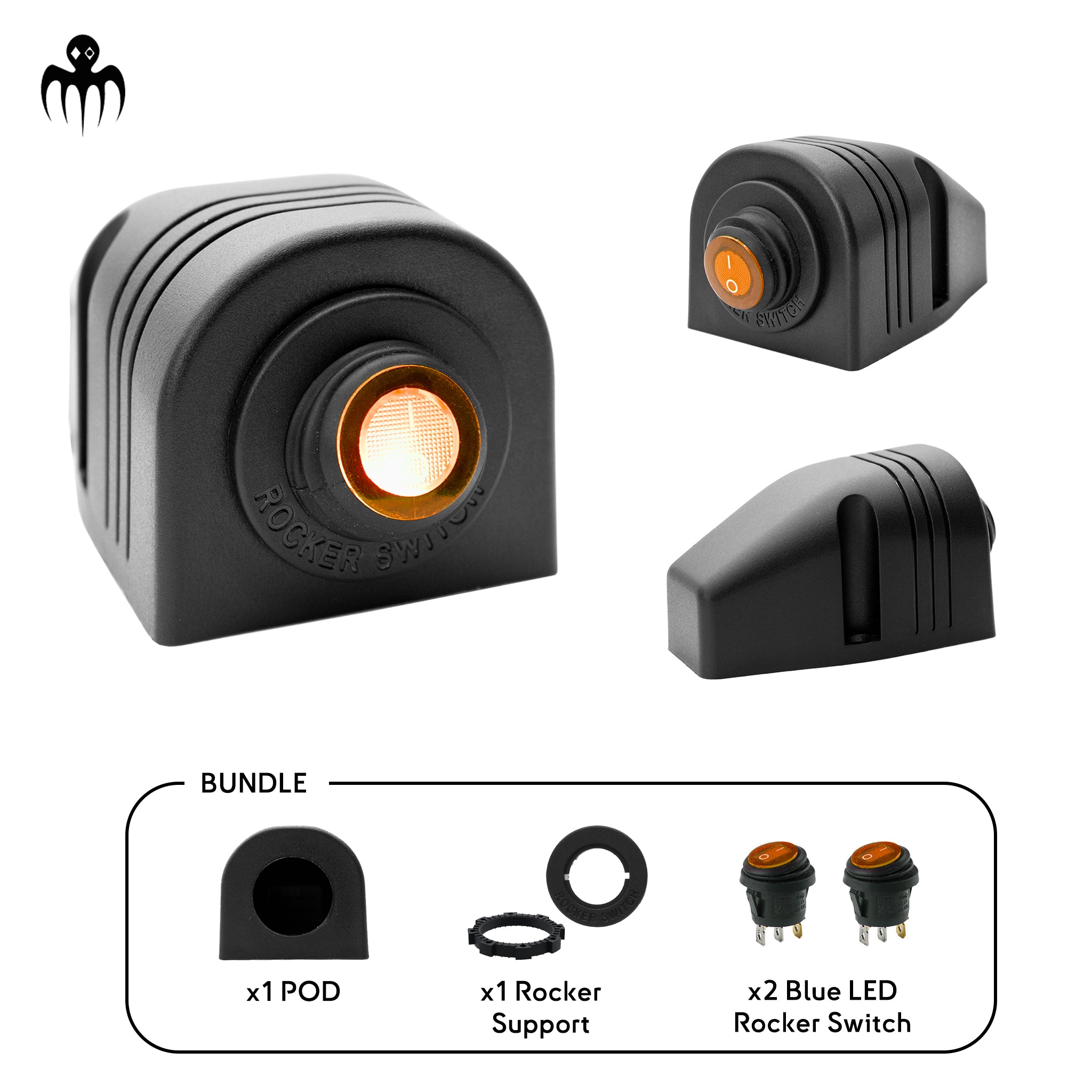 amber led illuminated 12v rocker switch with ip65 waterproof surface mount pod enclosure for rib boats bass boats marine dashboard easy install no panel cutout