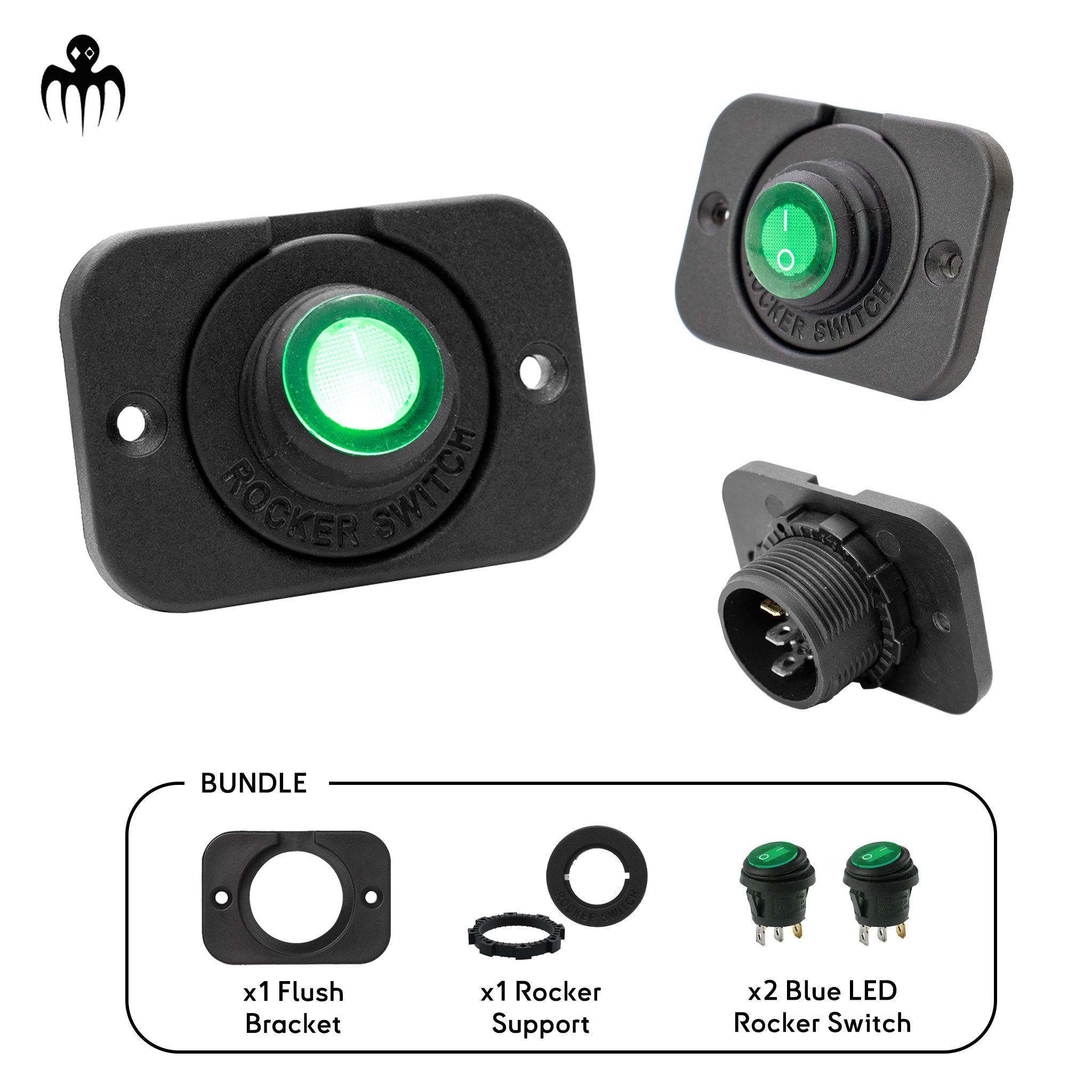 green led 12v rocker switch with ip65 seamless flush mounting bracket for marine rib boats bass boats dashboard panels creative multi purpose installation