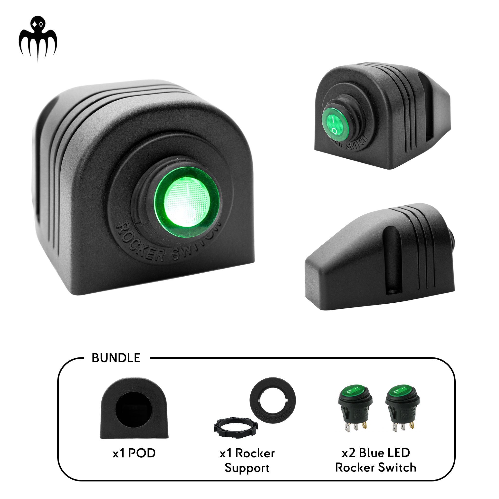 green led 12v rocker switch with ip65 waterproof surface mount pod bracket for rib boats bass boats dashboard creative marine multi purpose switch install