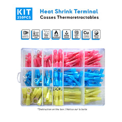 250pcs Marine-Grade Heat Shrink Terminals Kit – High-Quality Copper Waterproof Connectors for Boat DIY and Electrical Repair Baywatt.com