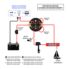 BAYWATT Marine Wiring Diagram - Battery Isolator Switch (12V 200A) Prevents Residual Drain (Schéma de câblage - Coupe-batterie empêche la décharge résiduelle) Schéma de câblage - Coupe-batterie 12V 200A - Empêche la décharge résiduelle (Wiring Diagram - Battery Isolator Switch Prevents Residual Drain).