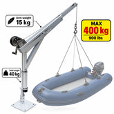 Potence portable pour bateau, relevage d’annexe semi-rigide ou barque, structure aluminium anodisé légère 400 kg (davier - grue de levage)