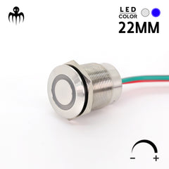 Dimmer Button Waterproof IP67 stainless still epoxy sealed wire marine grade with touch feature pwm for RV, car, yachts with blue or white led backlight