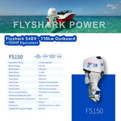 Moteur hors-bord électrique 110 kW 540V (≈150 ch) / couple élevé, longue autonomie et haut rendement / commande autonome en option.