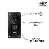 Best windlass marine panel with backlit led red for boat. waterproof 20A switch (on)/off/(on) mom feature. up and down laser engrave on the button. available on Baywatt.com