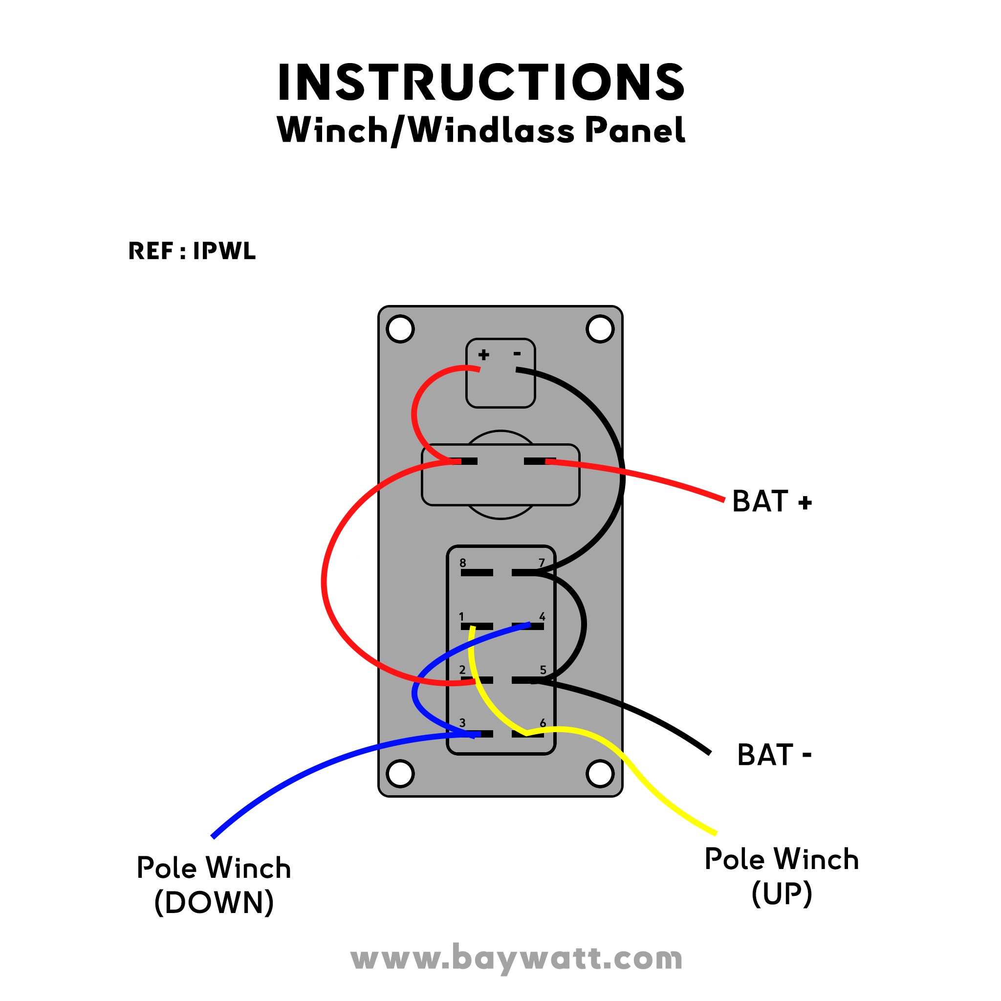 Windlass Panel Baywatt wiring instruction drawing simple electricty
