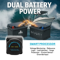 Isolateur de batterie intelligent etanche, evite decharge batterie moteur chargeur dc batterie servitude microprocesseur 12v 140a pour bateau