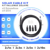 Kit de rallonges solaires incluant 2 cables avec connecteurs MC4 pour panneau photovoltaique pour bateau et yacht. Baywatt