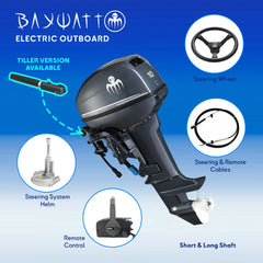Tiller or Remote control 10 HP 72V 7.3kw electric outboard motor – PMSM gear reduction, ideal for boats and RIBs, eco-friendly marine propulsion.