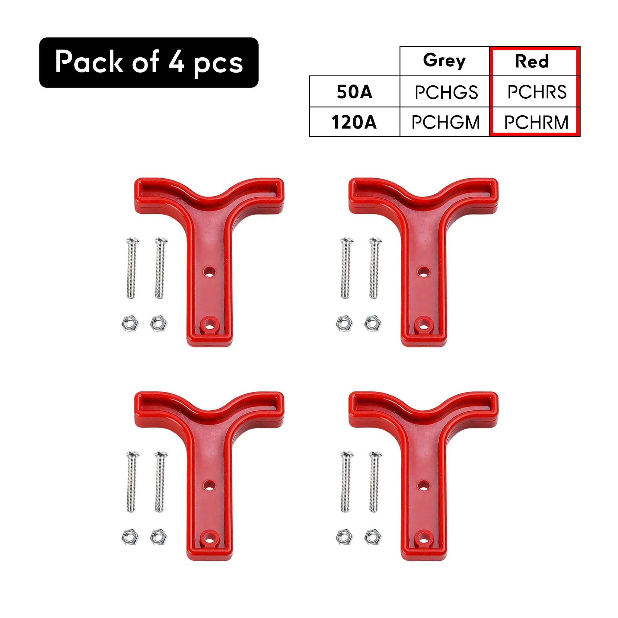 Pack of 4pcs red handle compatible anderson connector for marine application available on baywatt.com