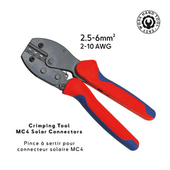 Pince à sertir MC4 pour connecteurs solaires, outil de précision pour câbles 2.5-6mm² avec poignées ergonomiques. PVCT Baywatt