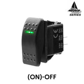 Interrupteur à bascule marine momentané avec LED verte, équivalent Carling Contura pour tableau de bord bateau 12V/24V