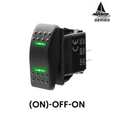 Interrupteur à bascule étanche marine momentané (ON)-OFF-ON SPDT 4 broches double LED, dimensions et découpe équivalente aux formats carling