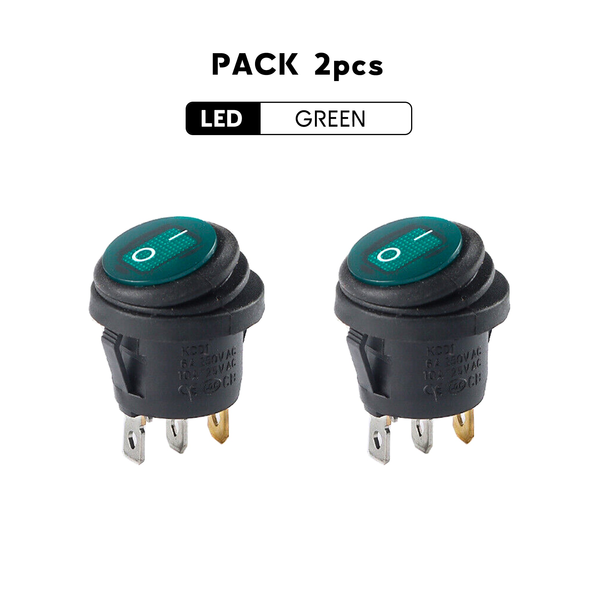 Green led on/off outdoor switch for marine application pack of 2pcs IP65 Baywatt.com