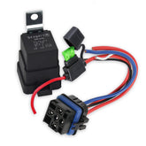 IP67 waterproof 12V 5-pin SPDT relay kit with sealed socket and inline fuse holder, marine wiring harness.