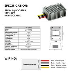 Booster DC-DC 12V DC to 48V DC non-isolated specification and wiring digram baywatt.com for hydrid and ev boat, catamaran, yachts