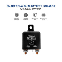 Smart Battery Isolator 12V 200 24V 100A Alternator Charger dual battery Boat Camping car