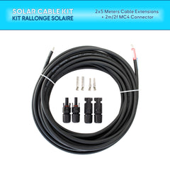2x5 meter solar cable kit with high-performance MC4 connectors - Suitable for marine applications and outdoor installations in photovoltaic systems Ref: PV45C Baywatt