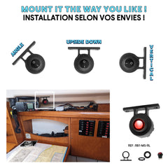 Support interrupteur marin RB1-MS-RL — montage vertical, incliné ou inversé, sur console bateau