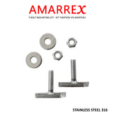Amarrex mooring line holder mounting kit: stainless steel 316 T-bolt set for dock T-rails.