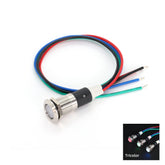 Voyant LED tricolore 12mm 12V 24V inox 316 IP67 rouge vert bleu pour tableau de bord bateau