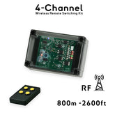 4-channel boat wireless switch kit: central receiver box + handheld remote, 12/24V DC, up to 30A per channel, long-range RF control