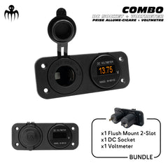 marine DC socket and voltmeter panel for boat power accessories like mini fridge or navigation lights