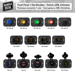 Baywatt Flush Panel 1-Slot Bundles for boats – LED switches, USB chargers, voltmeters and 12V power sockets for marine electrical installations