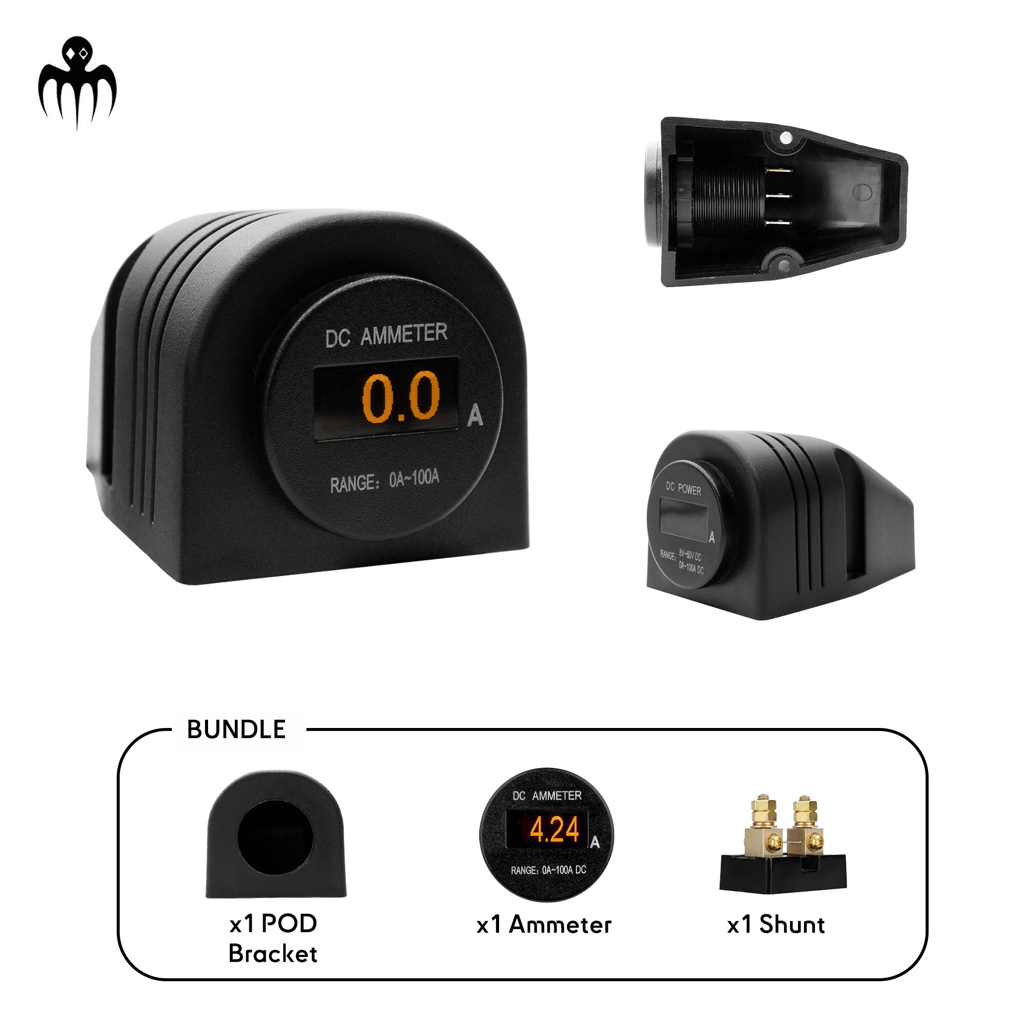 Mini ampèremètre OLED 100A Baywatt avec support POD et shunt pour bateau, voilier ou régate