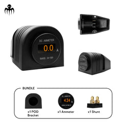 Mini ampèremètre OLED 100A Baywatt avec support POD et shunt pour bateau, voilier ou régate