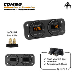panneau encastrable marine avec voltmètre 8-60V et ampèremètre 0-100A pour contrôle batterie tableau de bord bateau