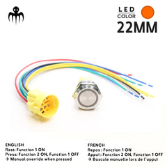 Bouton poussoir de 22 mm en acier inoxydable étanche IP67 pour la fonction de marche forcée