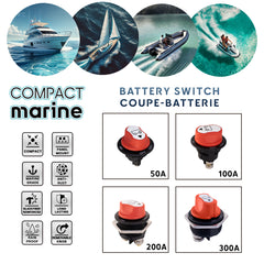Gamme complète de coupe-batteries marins ultra-compacts (50A-300A) pour bateaux, yachts, jet-skis, et voiliers. Baywatt
