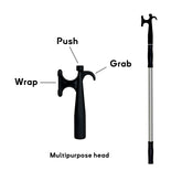 Gaffe télescopique multifonction pour bateau  : pousser, attraper, tirer. 180-220cm en aluminium anodisé.