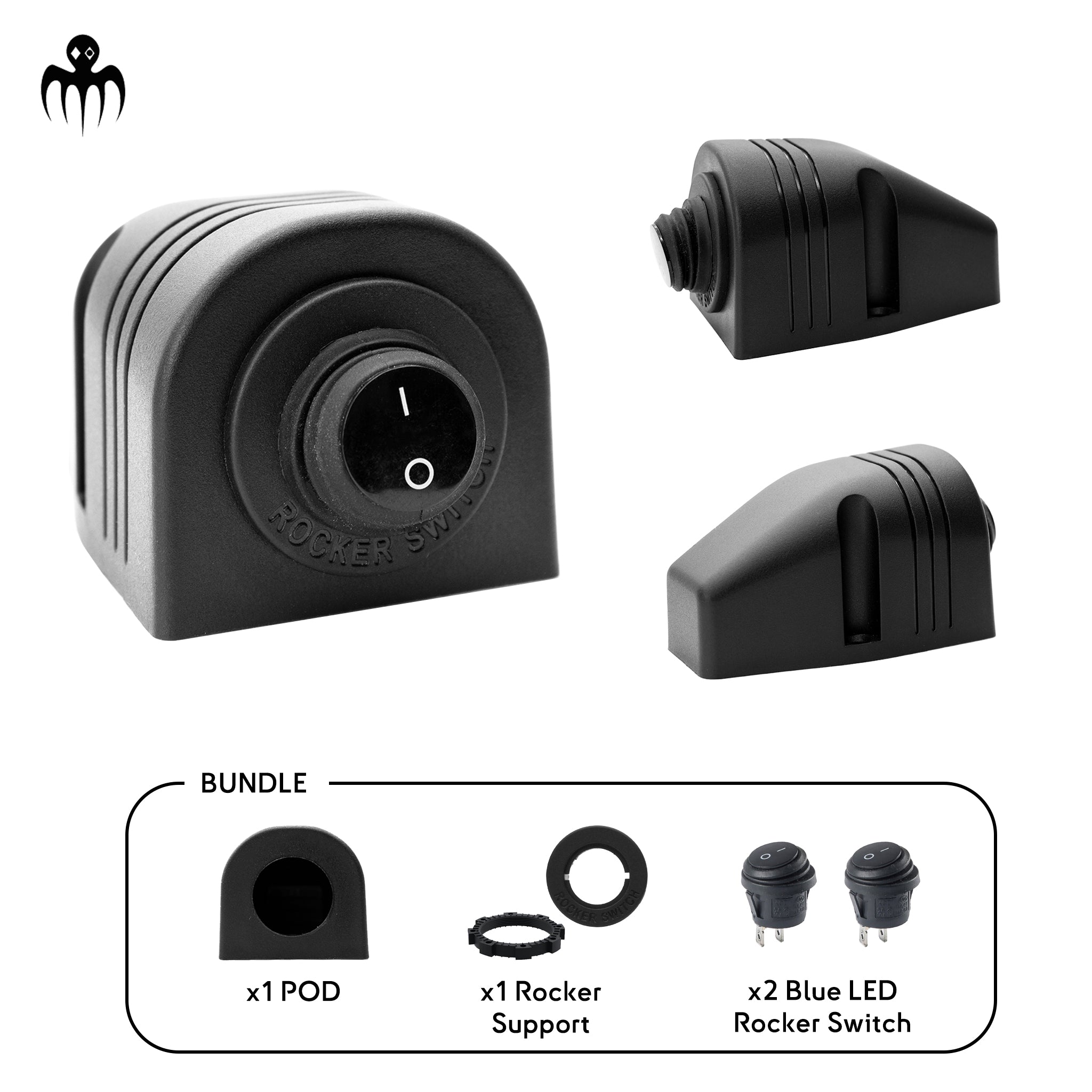 interrupteur a bascule noir 12v avec pod ou boitier marine etanche ip65 pour tableau de bord bateau semi rigide ou bateau de peche promenade support a poser