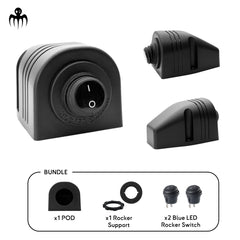 interrupteur a bascule noir 12v avec pod ou boitier marine etanche ip65 pour tableau de bord bateau semi rigide ou bateau de peche promenade support a poser