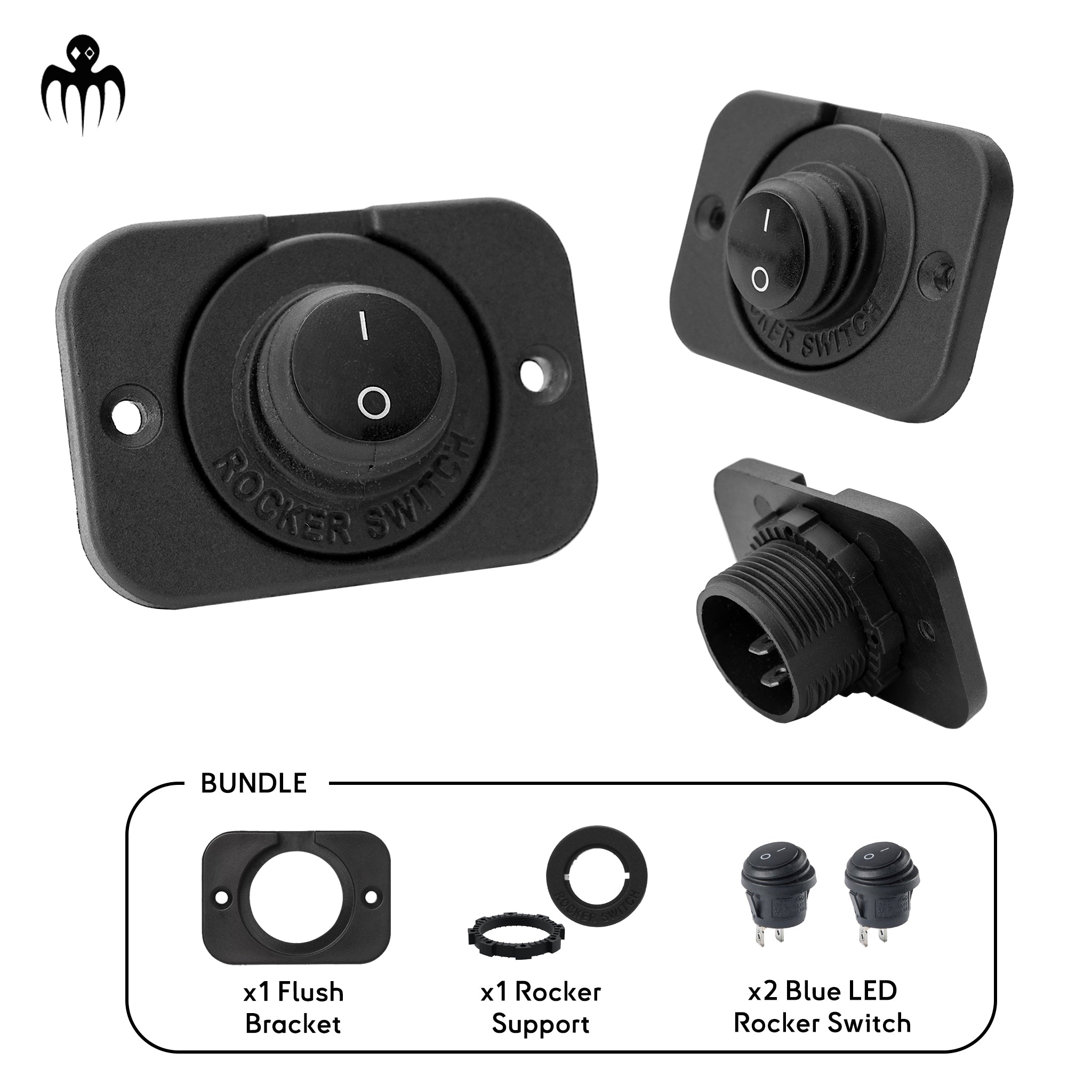 interrupteur a bascule noir 12v avec support plat etanche ip65 pour tableau de bord bateau semi rigide bateau de peche promenade ou bateau de plaisance support a plaquer support integre