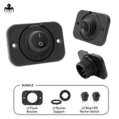 interrupteur a bascule noir 12v avec support plat etanche ip65 pour tableau de bord bateau semi rigide bateau de peche promenade ou bateau de plaisance support a plaquer support integre