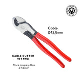 Pince coupe-câble pour câbles marin 6-70mm² avec ouverture de lame de 12,8mm, poignées rouges, acier forgé avec traitement de surface pour une coupe précise des fils Baywatt