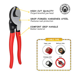 Pince coupe-câble manuelle en acier trempé, poignées confortables, conçue pour les câbles en cuivre, aluminium et multicâbles jusqu’à 70mm². Solution marine Baywatt