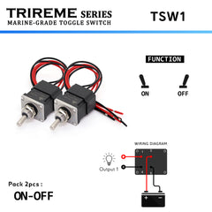 Marine DPDT ON OFF toggle switch 2NO2NC 24V 20A epoxy sealed with 16AWG wiring – Trireme by baywatt