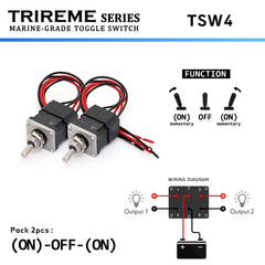 Momentary toggle switch ON OFF ON marine DPDT stainless steel IP67 – Trireme by baywatt