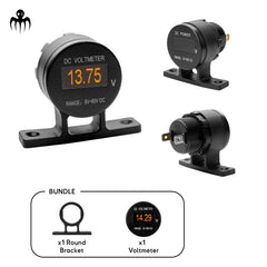 Voltmètre OLED mini avec support rond 8-60V DC pour bateau, dériveur, régate ou petit bateau de course, montage possible à l’envers