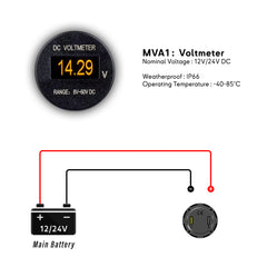single battery voltmeter wiring diagram for boat application made by Baywatt.com