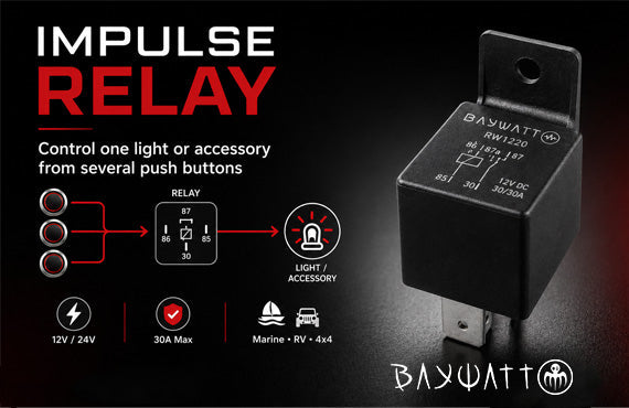 Impulse Relay: Control One Light, Pump or Accessory from Several Push Buttons