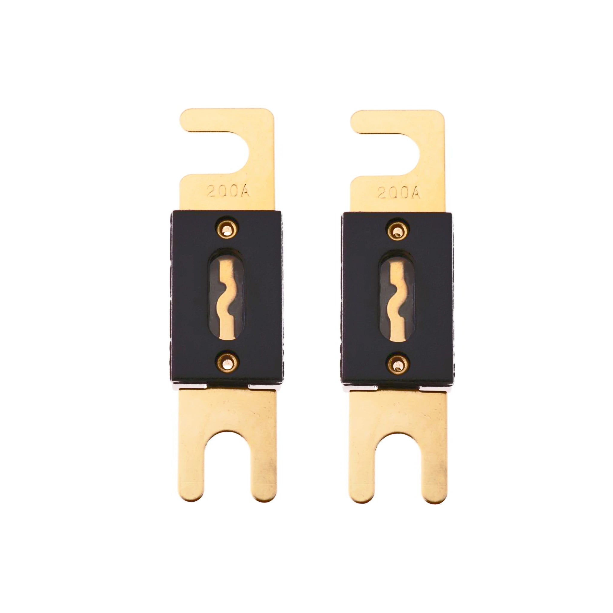 Pack 2 pcs ANL fuses for marine DC overcurrent protection, M8 bolt holes, gold plated, compatible with ANLS1 ANL fuse holder, 30A–500A options