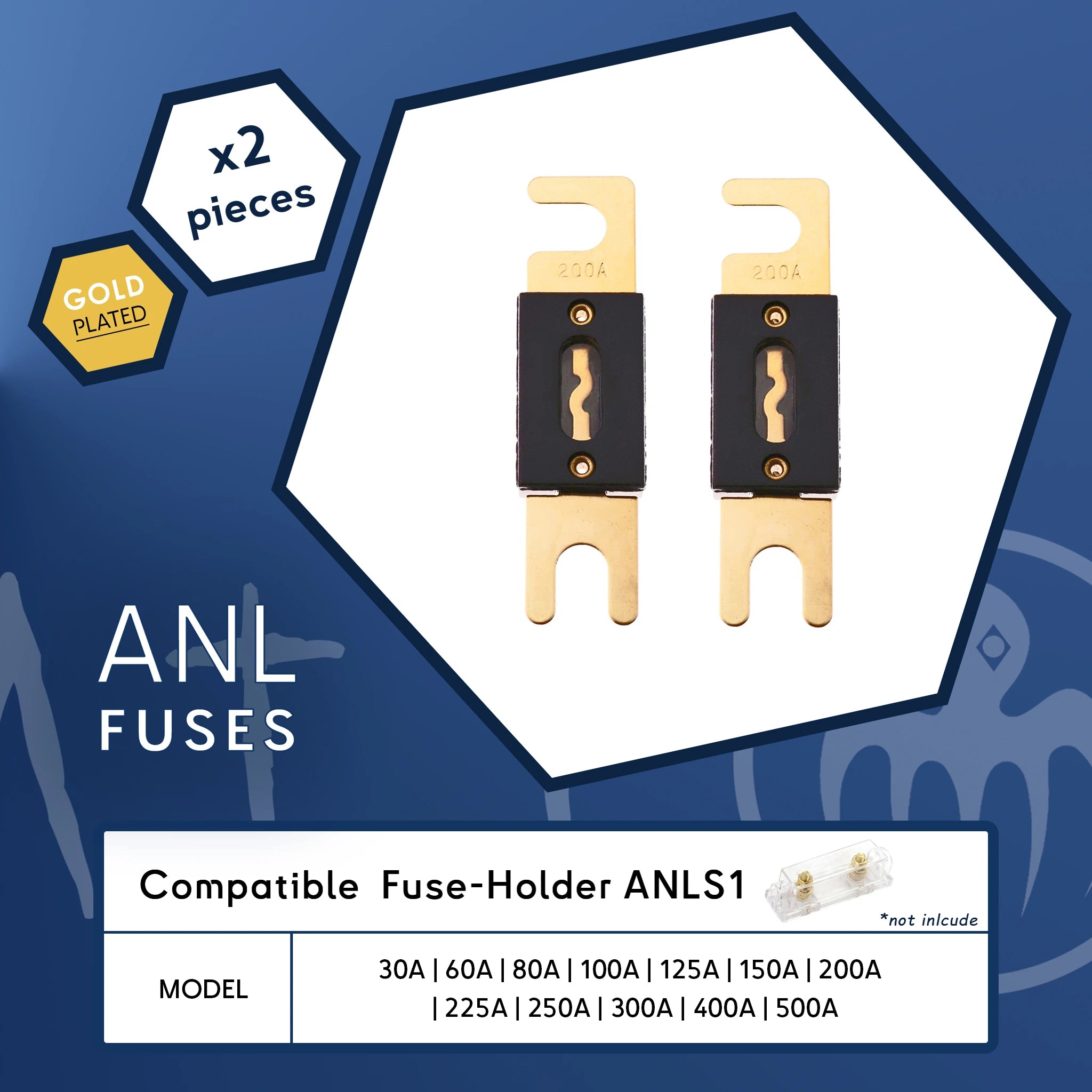 1pcs Gold Plated Car Audio AFS Mini ANL Fuse Auto Stud Fuses 32V 80A 80 AMP