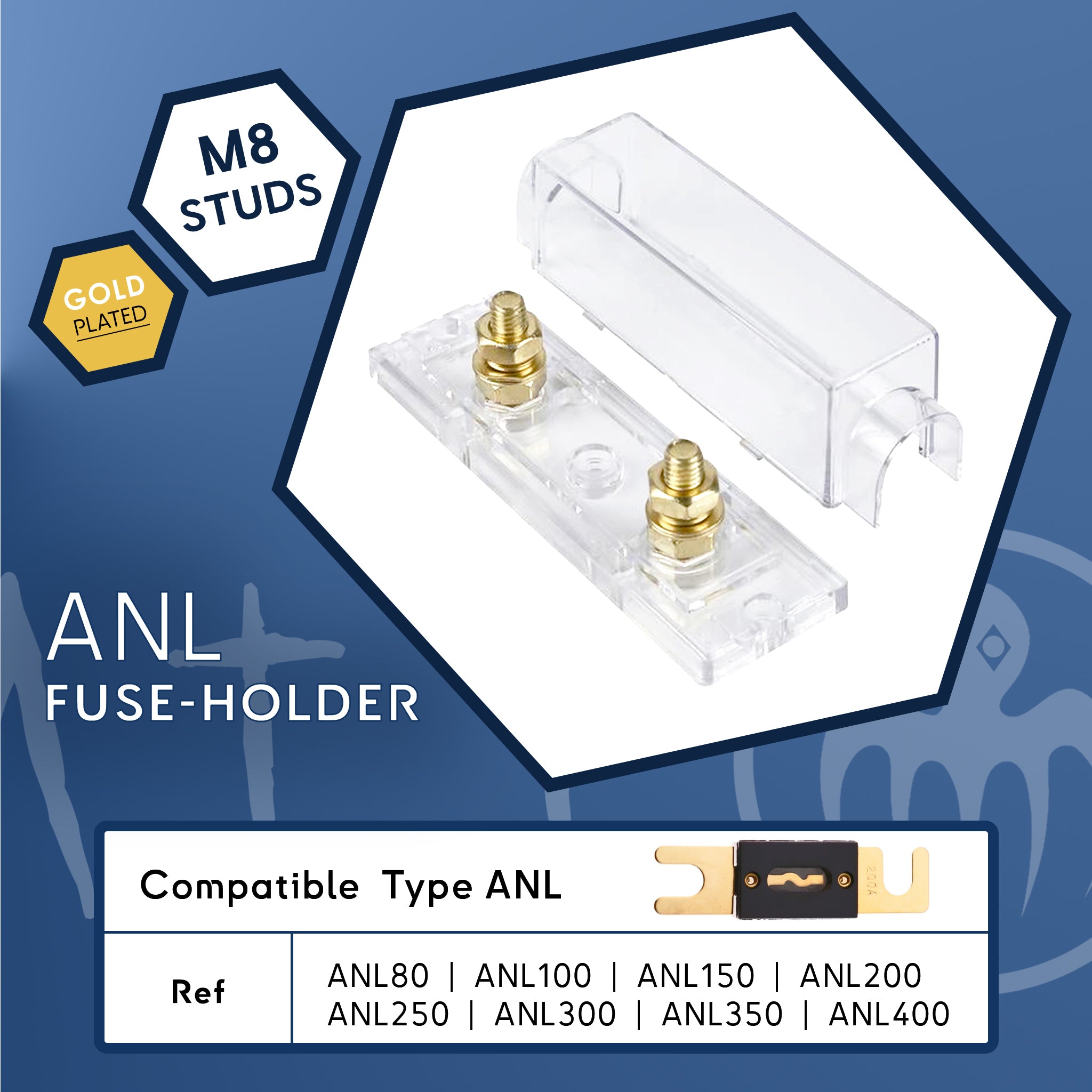 Porte-fusible ANL transparent avec goujon M8