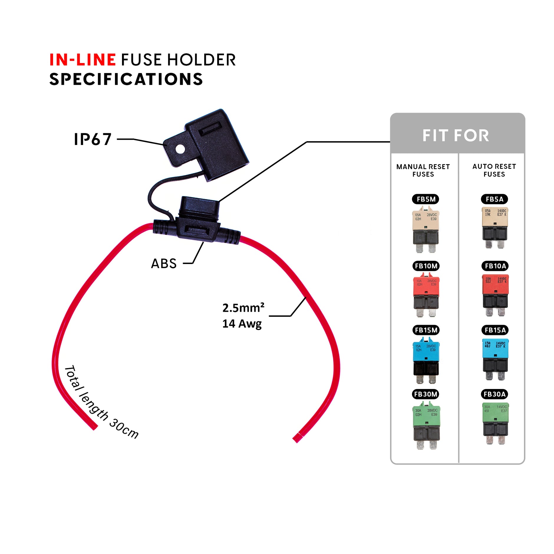 Parts PTT T3 Réinitialisation Manuelle Fuse Disjoncteur 30A ATC/ATO